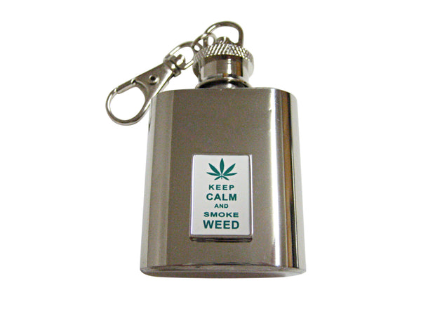 Keep Calm and Smoke Weed 1 Oz. Stainless Steel Key Chain Flask