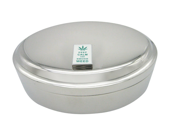 Keep Calm and Smoke Weed Pendant Oval Trinket Box