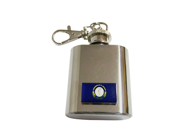 Kentucky State Flag Pendant 1 Oz. Stainless Steel Key Chain Flask