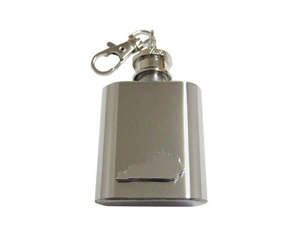 Kentucky State Map Shape 1 Oz. Stainless Steel Key Chain Flask