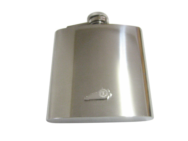 Kentucky State Map Shape and Flag Design 6 Oz. Stainless Steel Flask