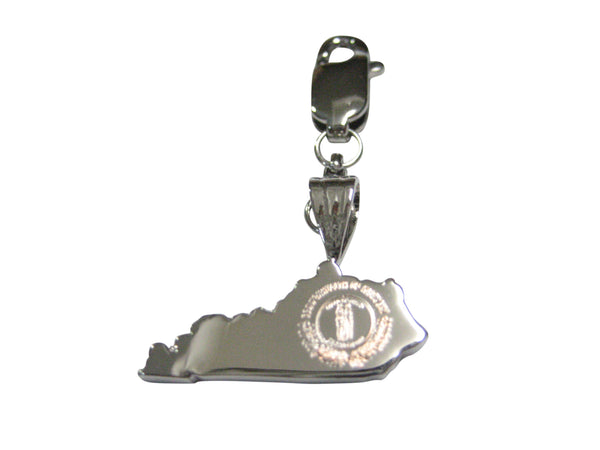 Kentucky State Map Shape and Flag Design Pendant Zipper Pull Charm