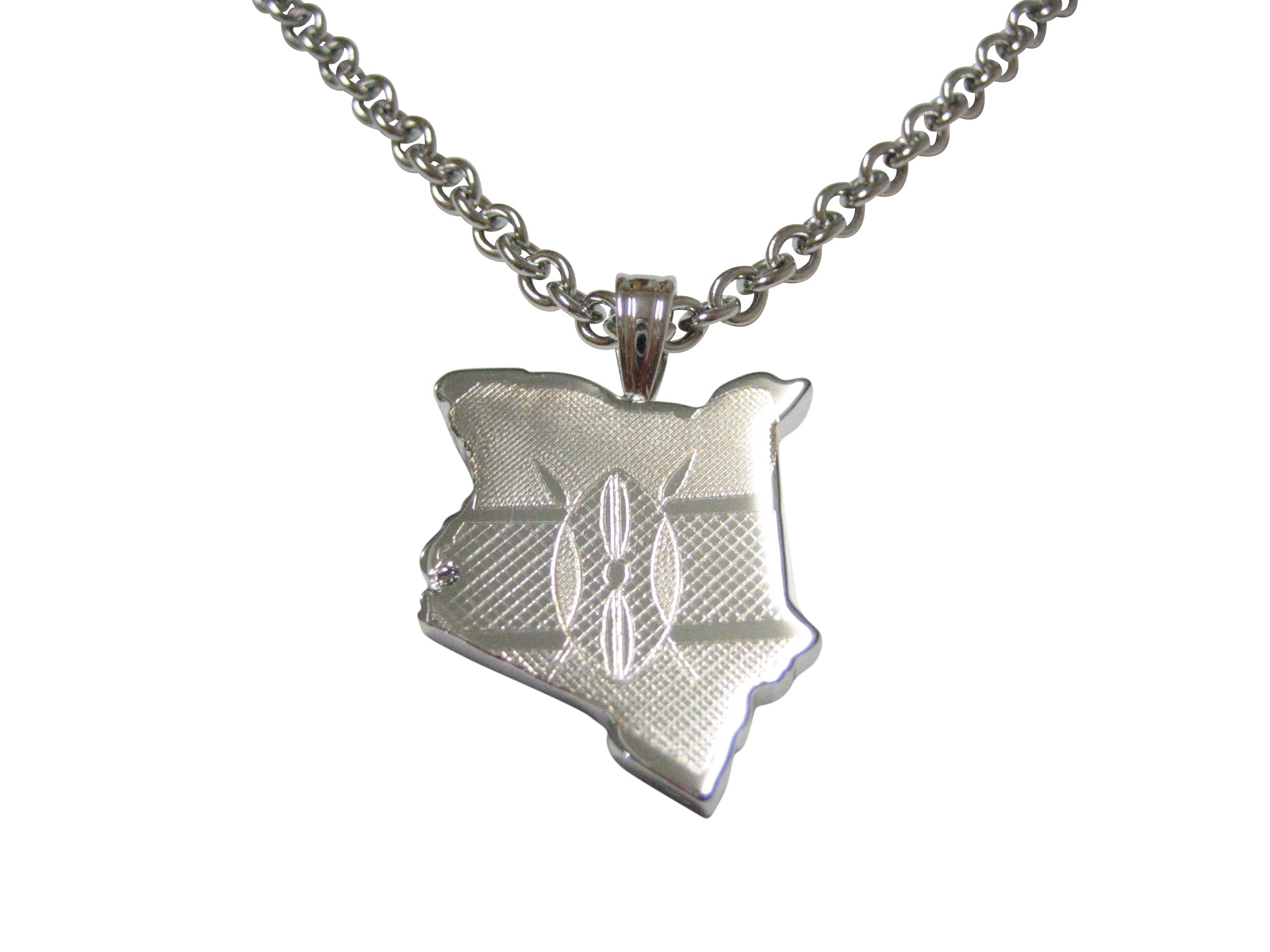 Kenya Map Shape and Flag Design Pendant Necklace