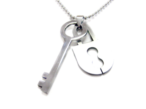 Key and Lock Metal Cutout Necklace