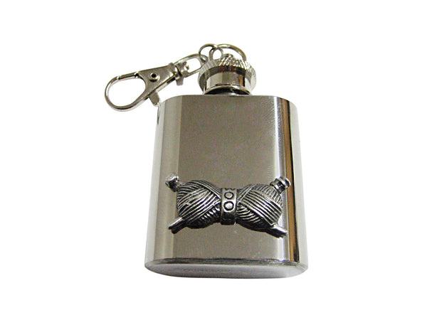 Knitting Yarn 1 Oz. Stainless Steel Key Chain Flask