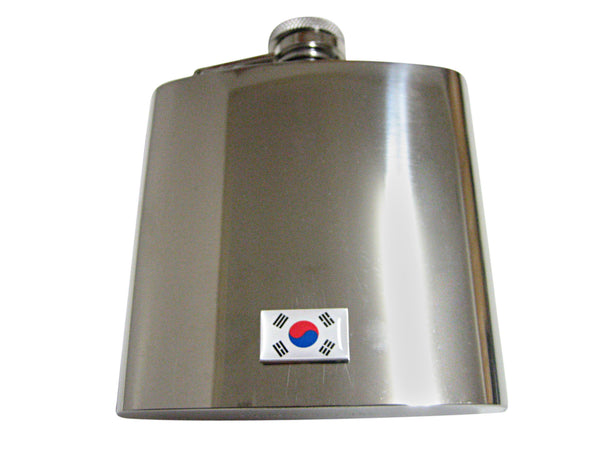 Korea Flag Pendant 6 Oz. Stainless Steel Flask