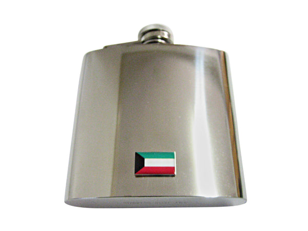 Kuwait Flag Pendant 6 Oz. Stainless Steel Flask