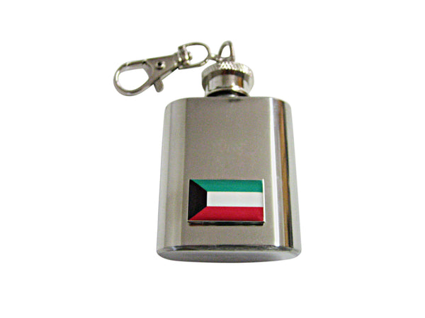 Kuwait Flag Pendant 1 Oz. Stainless Steel Key Chain Flask
