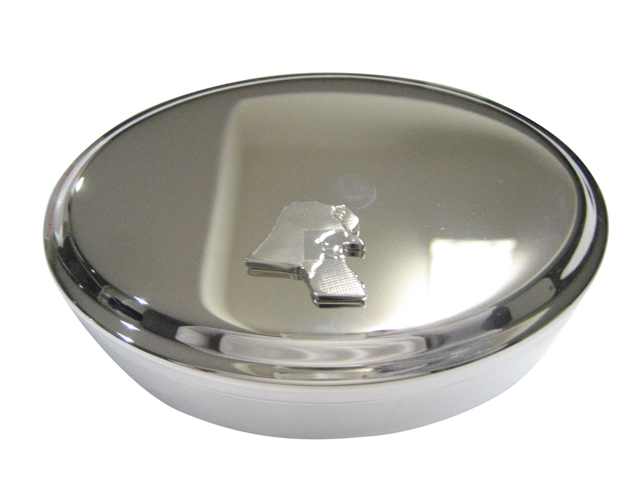 Kuwait Map Shape and Flag Design Oval Trinket Jewelry Box