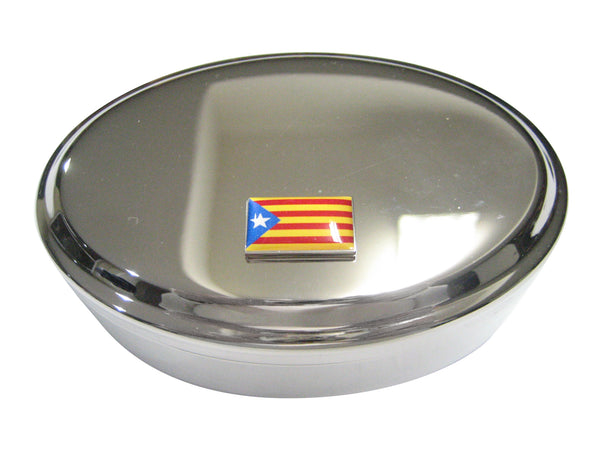 La Senyera Estelada Catalonia Flag Oval Trinket Jewelry Box
