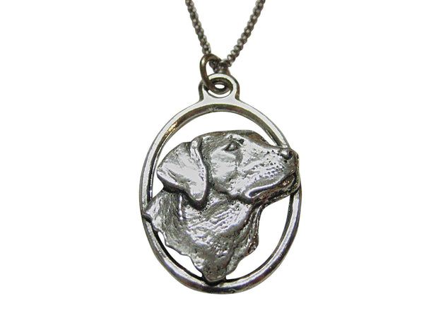Labrador Dog Head Large Oval Pendant Necklace