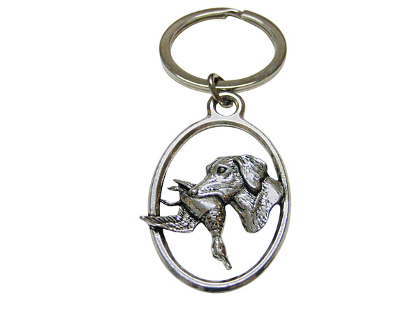 Labrador Dog with Duck Oval Key Chain