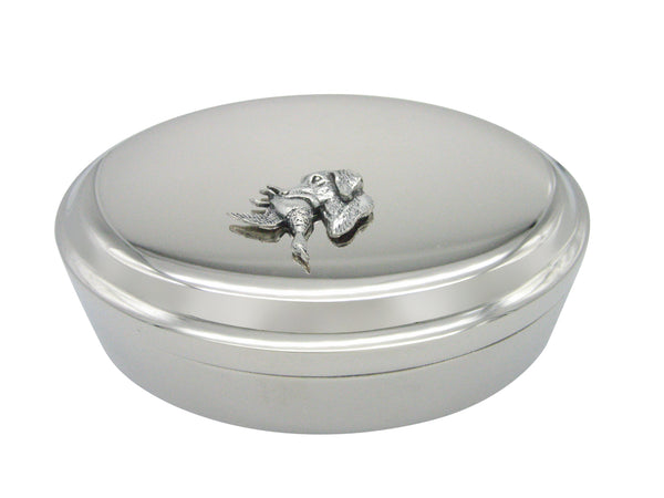 Labrador Dog with Duck Oval Trinket Jewelry Box