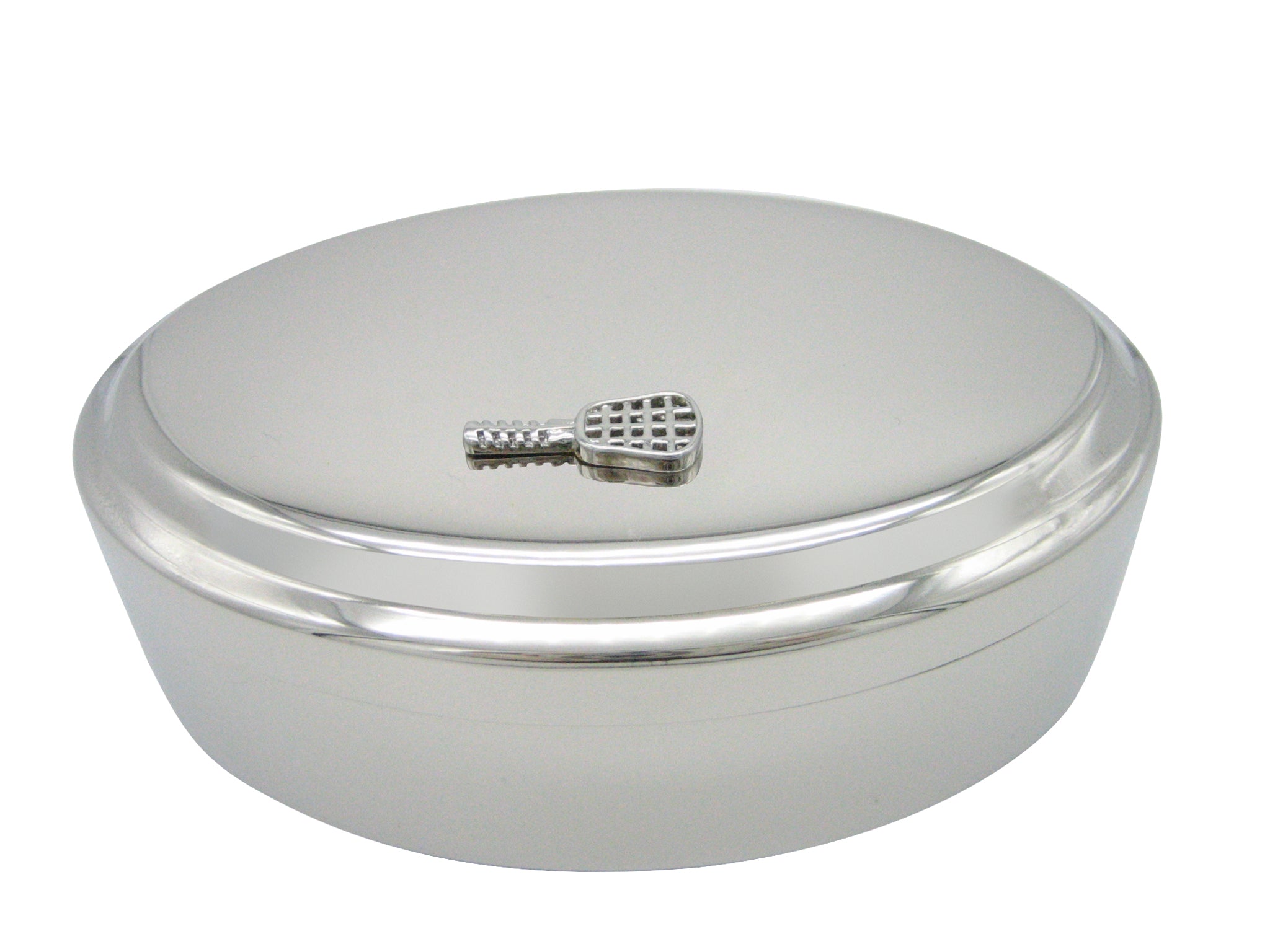 Lacrosse Stick Pendant Oval Trinket Jewelry Box