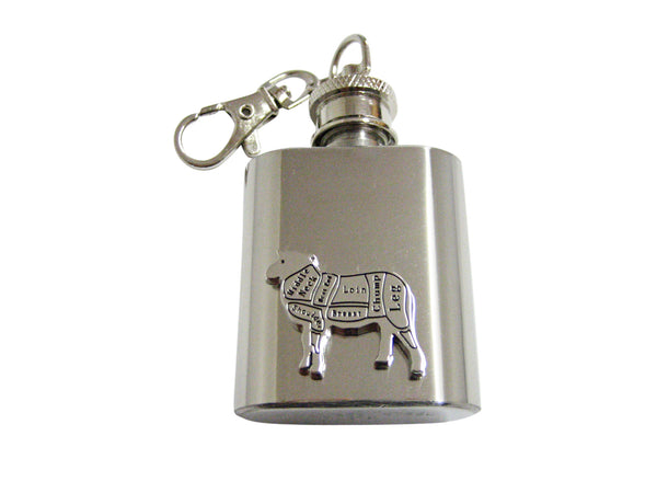 Lamb Butchers Cut 1 Oz. Stainless Steel Key Chain Flask
