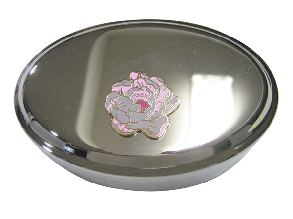 Large Colorful Peony Flower Oval Trinket Jewelry Box