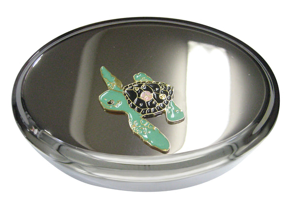 Large Green Sea Turtle Oval Trinket Jewelry Box