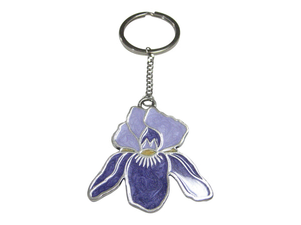 Large Purple Iris Flower Pendant Keychain
