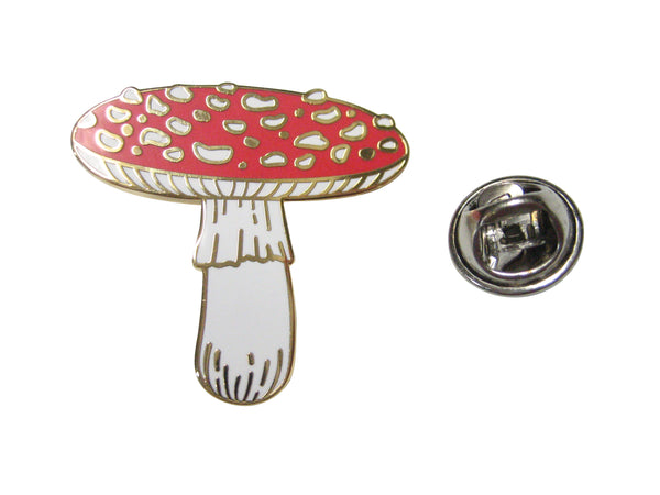 Large Red Toned Mushroom Fungus Lapel Pin