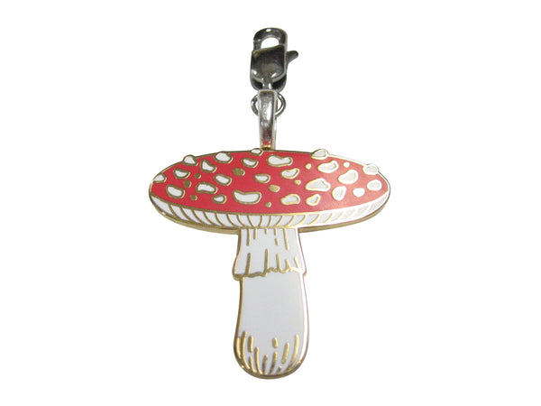 Large Red Toned Mushroom Fungus Pendant Zipper Pull Charm