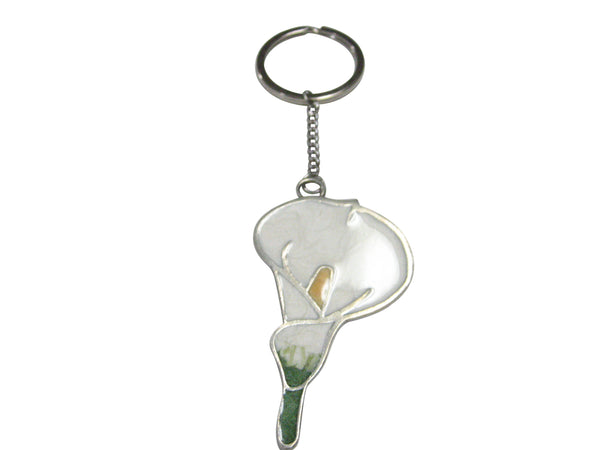 Large White Calla Lily Flower Pendant Keychain
