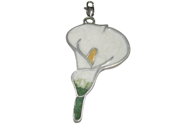 Large White Calla Lily Flower Pendant Zipper Pull Charm