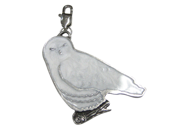 Large White Snowy Owl Pendant Zipper Pull Charm