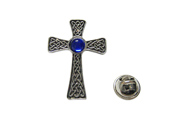 Large Celtic Cross with Blue Center Lapel Pin