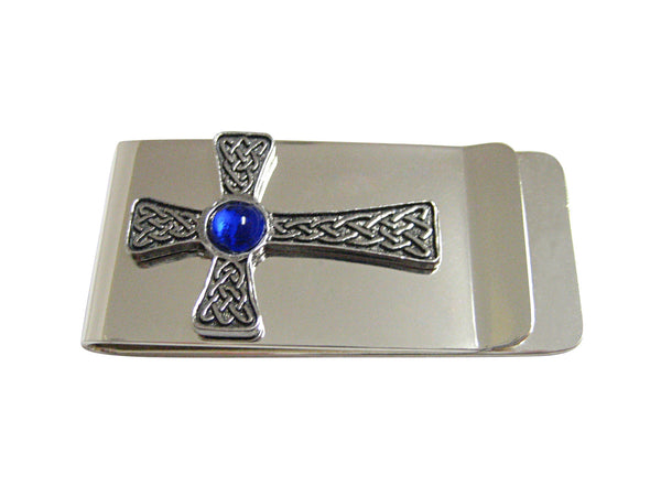 Large Celtic Cross with Blue Center Money Clip