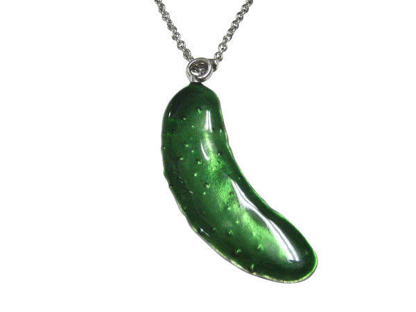 Large Green Pickle Pendant Necklace