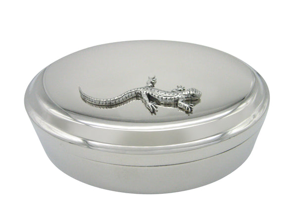 Large Lizard Gecko Pendant Oval Trinket Jewelry Box