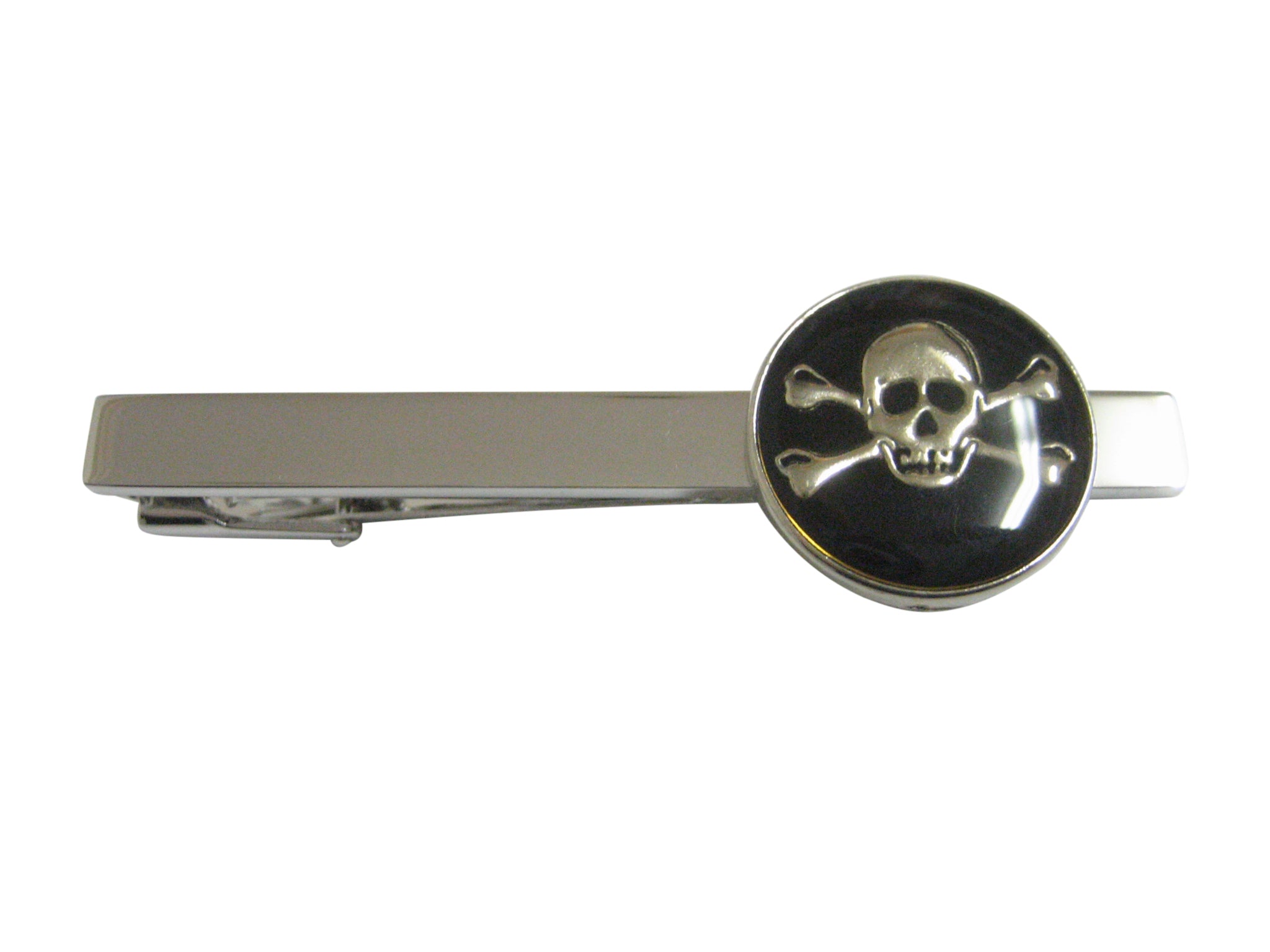Large Round Black Skull Pendant Square Tie Clip