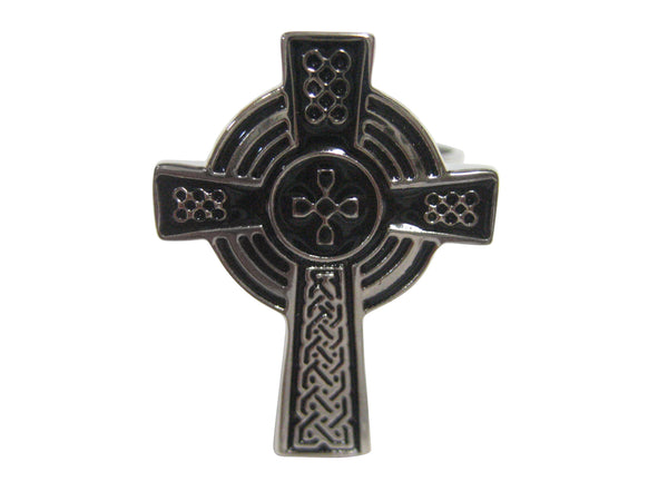 Large Textured Celtic Cross Adjustable Size Fashion Ring