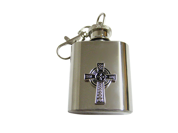 Large Textured Cross 1 Oz. Stainless Steel Key Chain Flask