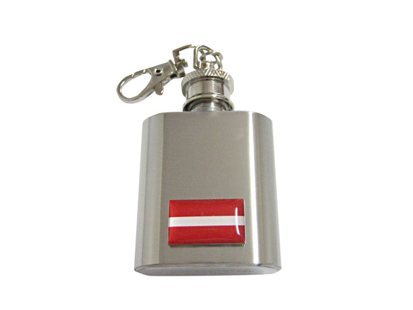 Latvia Flag Pendant 1 Oz. Stainless Steel Key Chain Flask