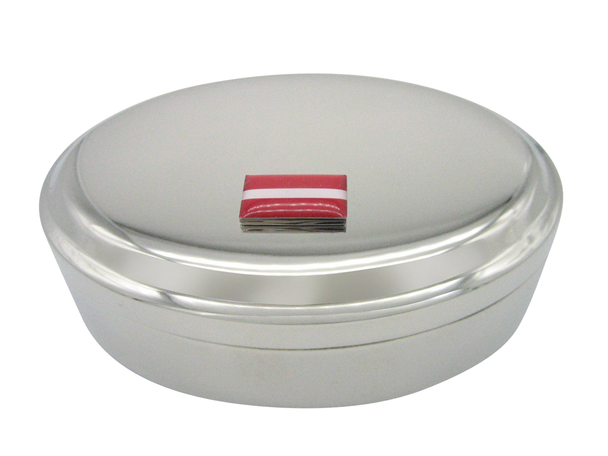 Latvia Country Flag Pendant Oval Trinket Jewelry Box