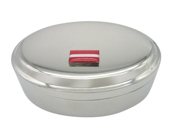Latvia Country Flag Pendant Oval Trinket Jewelry Box