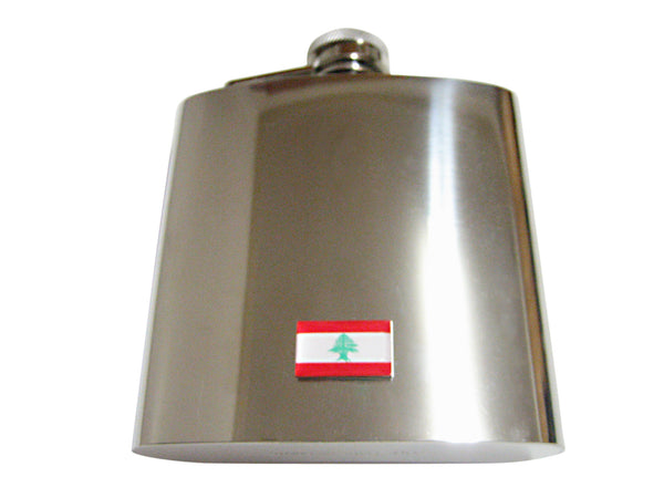 Lebanon Flag Pendant 6 Oz. Stainless Steel Flask
