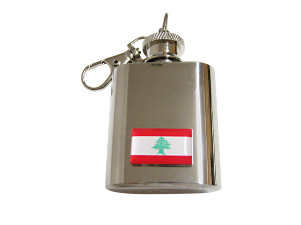 Lebanon Flag Pendant 1 Oz. Stainless Steel Key Chain Flask