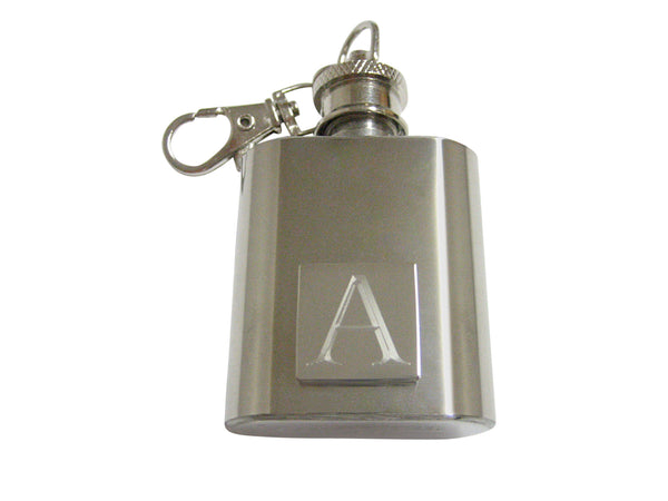Letter A Etched Monogram 1 Oz. Stainless Steel Key Chain Flask