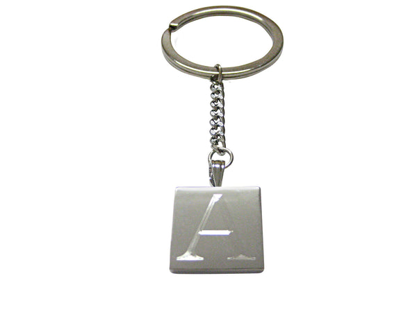 Letter A Etched Monogram Pendant Keychain