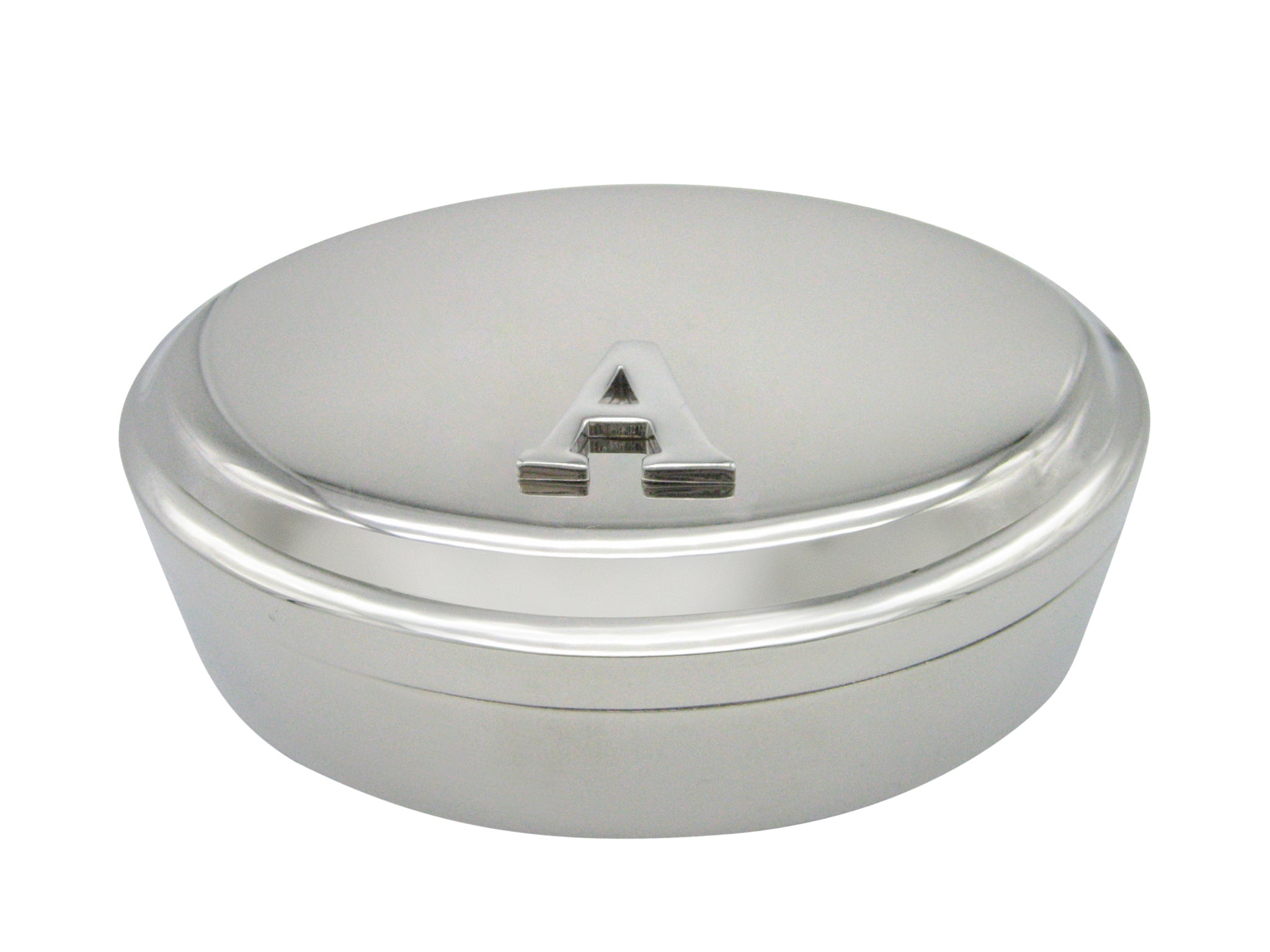 Letter A Monogram Oval Trinket Jewelry Box
