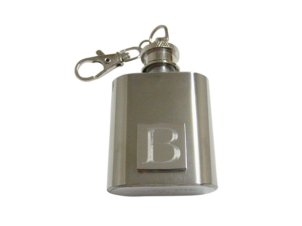 Letter B Etched Monogram 1 Oz. Stainless Steel Key Chain Flask
