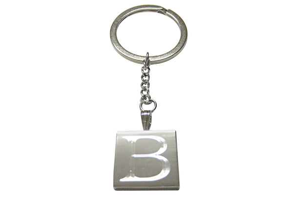 Letter B Etched Monogram Pendant Keychain