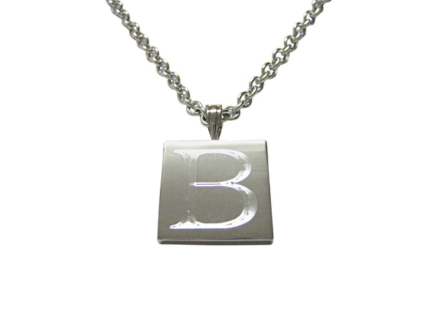 Letter B Etched Monogram Pendant Necklace