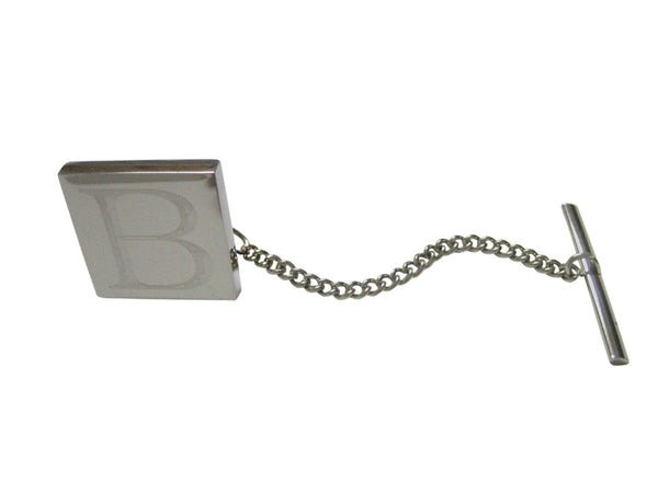 Letter B Etched Monogram Pendant Tie Tack