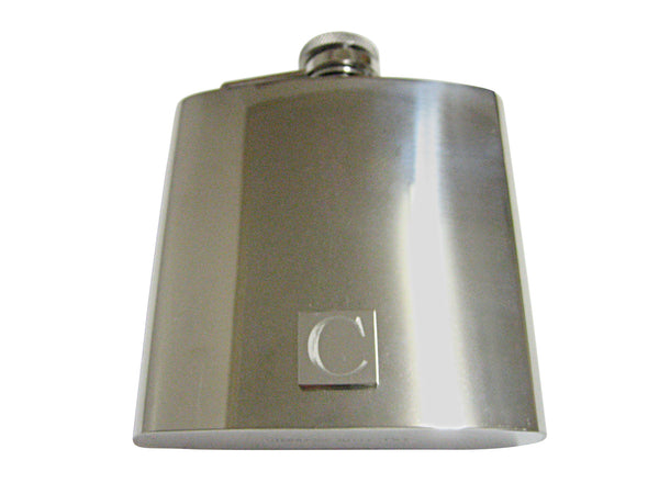 Letter C Etched Monogram 6 Oz. Stainless Steel Flask