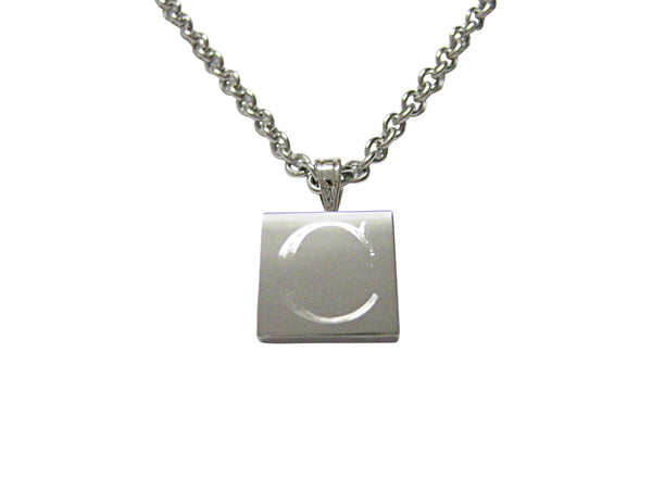 Letter C Etched Monogram Pendant Necklace
