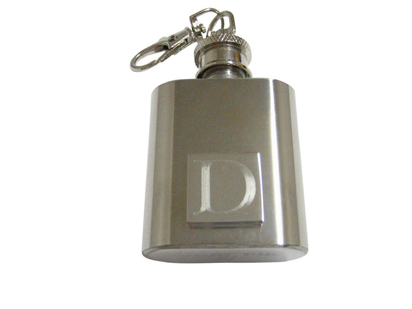 Letter D Etched Monogram 1 Oz. Stainless Steel Key Chain Flask