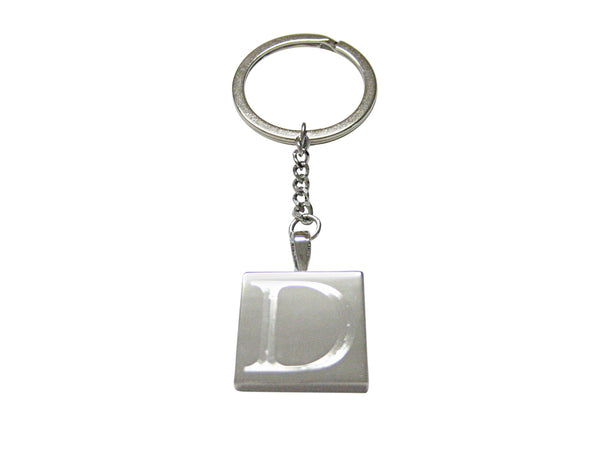 Letter D Etched Monogram Pendant Keychain